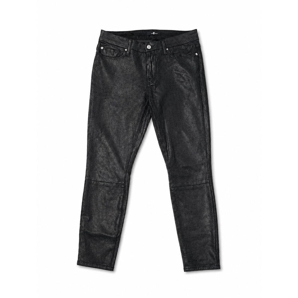 7 For All Mankind Coated Jeans Skinny Womens Black Wax Denim Edgy Rocker Goth